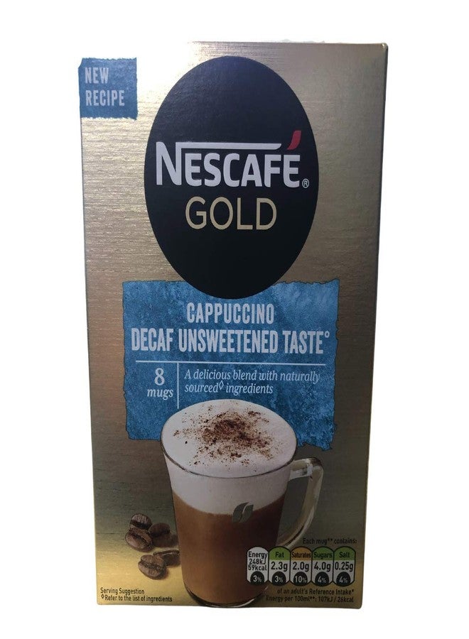 Nescafe Gold Cappuccino Decaf unsweetened Taste Instant Coffee Sachets (8 x 15g), 120g - Image 1