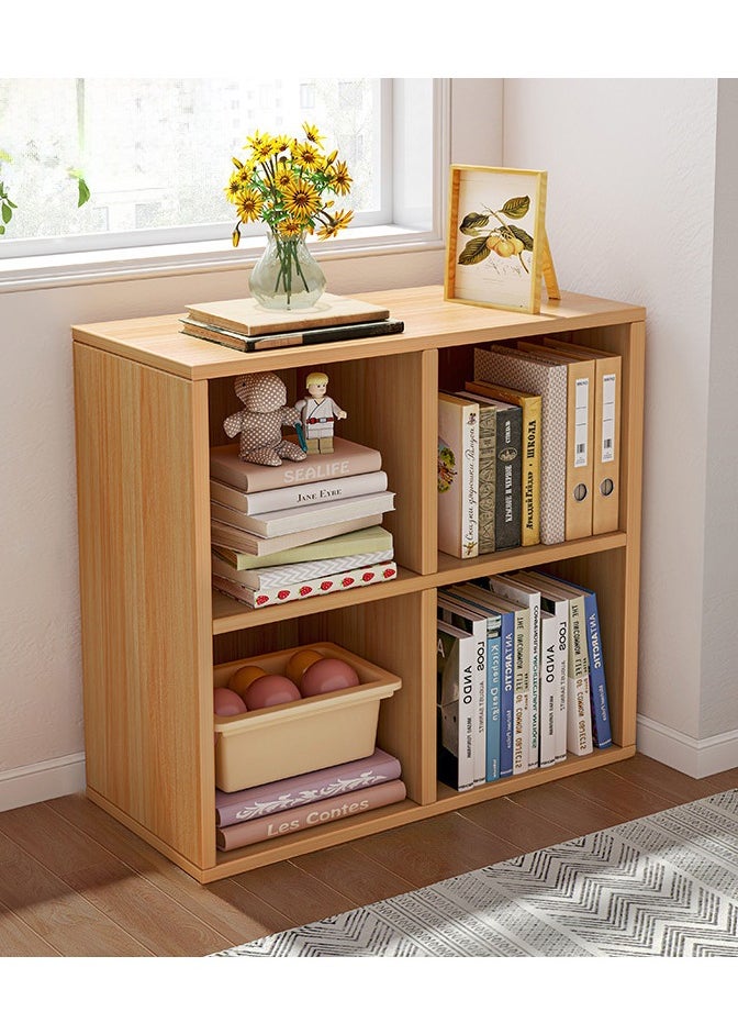 XiuWoo - 2 Tier 4 Cube High-Capacity Free-Standing Wood Bookcase Racks, Floor-to-Ceiling Home Storage Cabinets, Multi-Layer Low Lattice Cabinets, Multipurpose Display Organizer Shelf for Home Office - Image 1