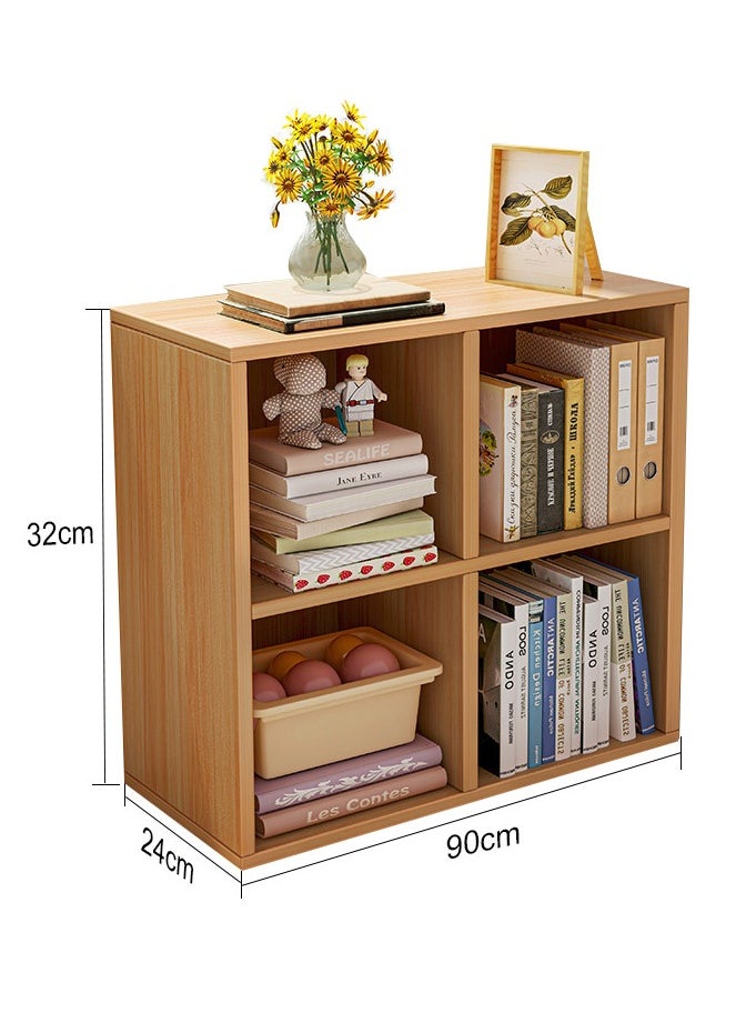 XiuWoo - 2 Tier 4 Cube High-Capacity Free-Standing Wood Bookcase Racks, Floor-to-Ceiling Home Storage Cabinets, Multi-Layer Low Lattice Cabinets, Multipurpose Display Organizer Shelf for Home Office - Image 1