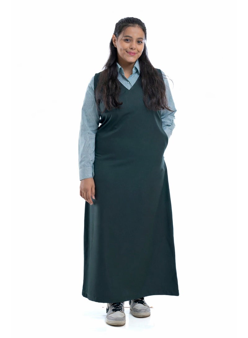 مريول لارا مريول زيتي مدرسي متوسط بناتي – زي مدرسي رسمي للمرحلة المتوسطة (قطعة واحدة) - Image 1