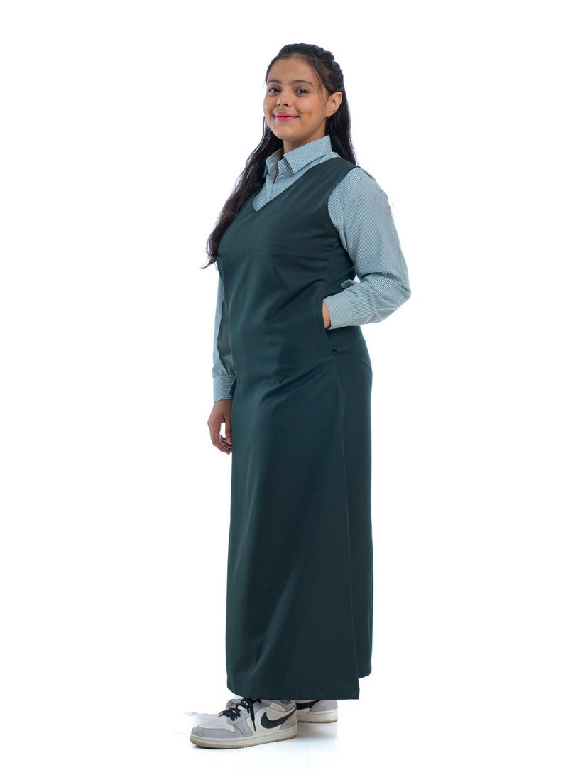 مريول لارا مريول زيتي مدرسي متوسط بناتي – زي مدرسي رسمي للمرحلة المتوسطة (قطعة واحدة) - Image 2