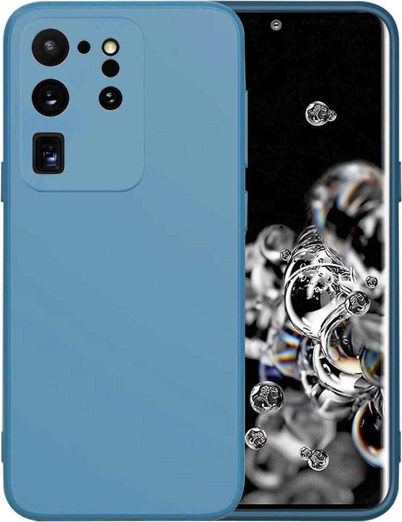 UltiUnison غطاء هاتف سيليكون لـ Samsung Galaxy S20 Ultra، غطاء هاتف ناعم ورقيق من السيليكون مع بطانة من الألياف الدقيقة، غطاء هاتف مقاوم للصدمات لـ Samsung Galaxy S20 Ultra (أزرق) - Image 1
