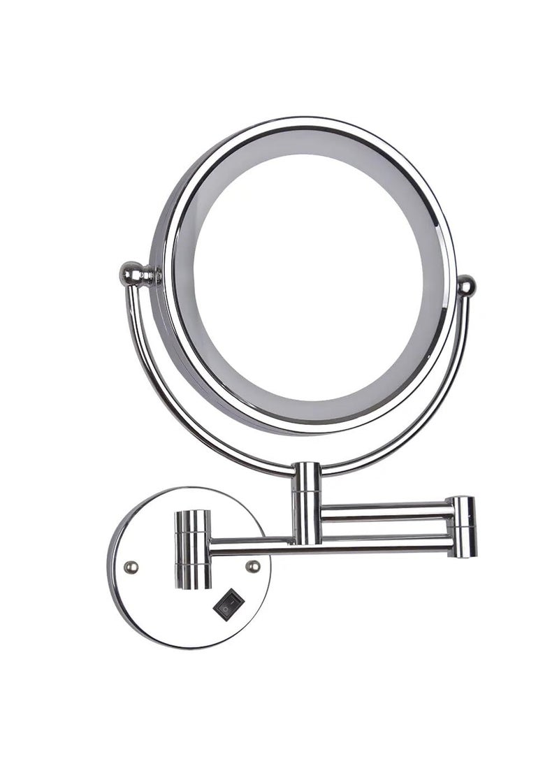 ELECRANGE ELECRANGE LED Makeup Mirror Shaving Mirror for Bathroom with Led Light Magnifying Mirror for Bathroom with LED Light 10X Magnifying Dual Side Foldable Mirror 8 Inch Chrome  - Image 1