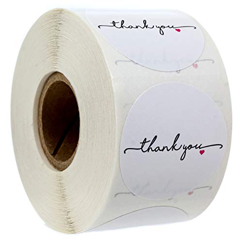 SBlabels Thanks Heart Stickers / 1.5" Circle Thank You Labels / 500 Wedding & Small Business Appreciation Stickers / Made in USA - Image 1