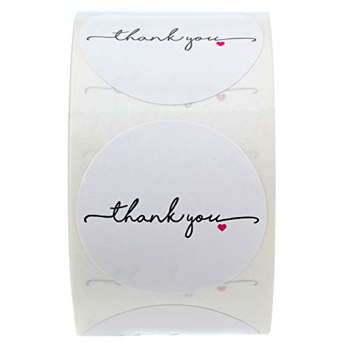 SBlabels Thanks Heart Stickers / 1.5" Circle Thank You Labels / 500 Wedding & Small Business Appreciation Stickers / Made in USA - Image 2