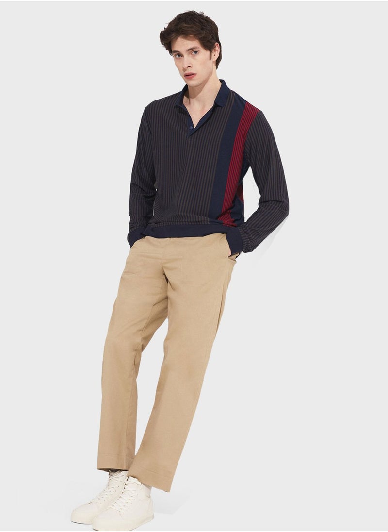 JUNE - Striped Slim Fit Polo - Image 1