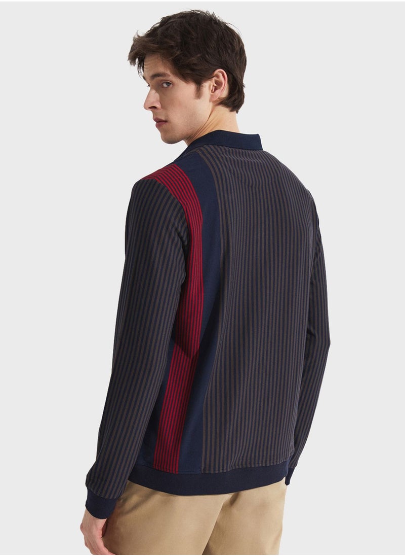 JUNE - Striped Slim Fit Polo - Image 1
