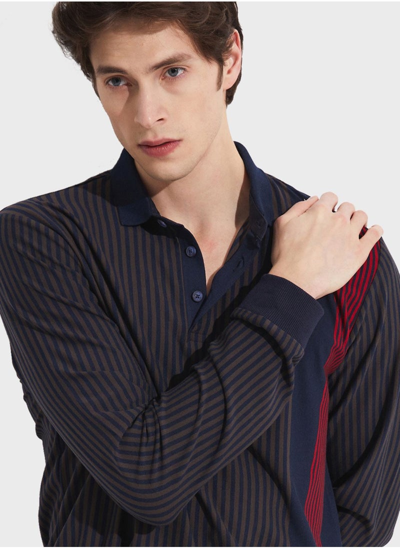 JUNE - Striped Slim Fit Polo - Image 1