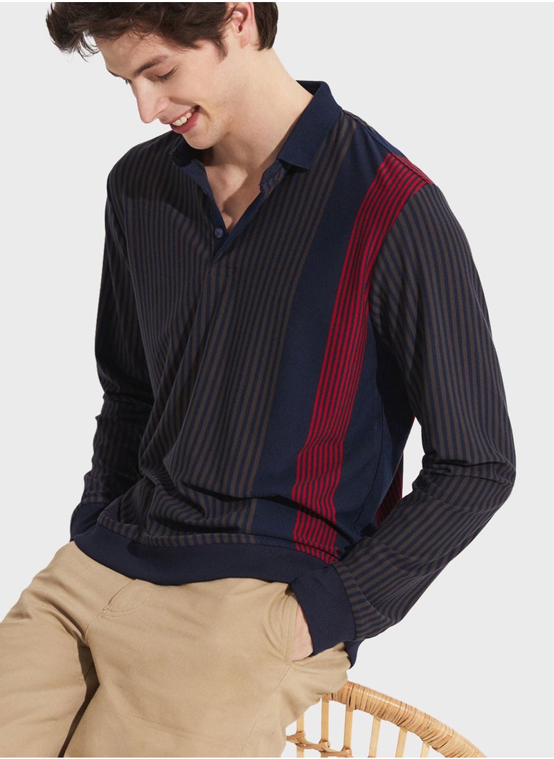 JUNE - Striped Slim Fit Polo - Image 1