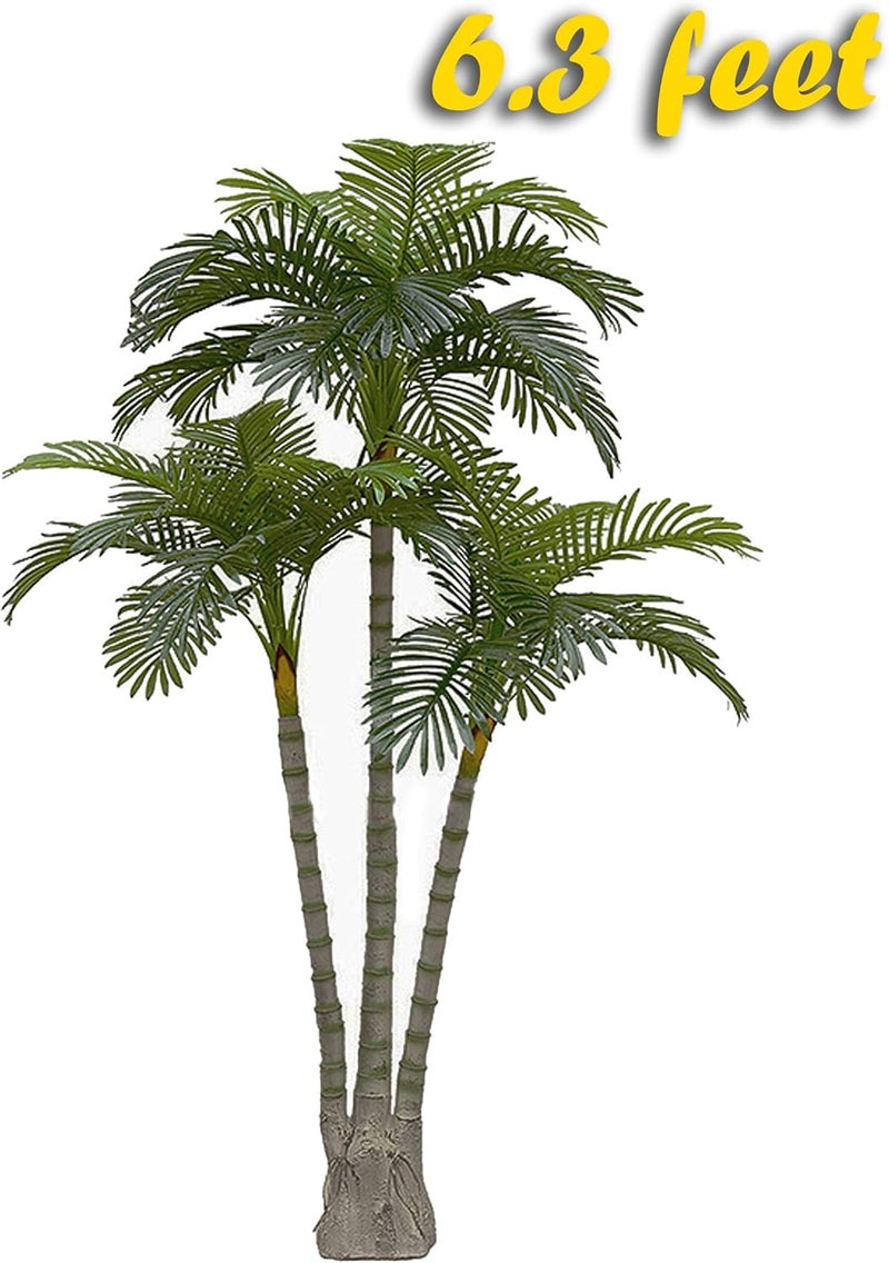 AMERIQUE AMERIQUE Pair Gorgeous 63 Feet Standable Triple Trunk Artificial Palm Tree Real Touch Technology with UV Protection Super Quality Green Pack of 2  - Image 2