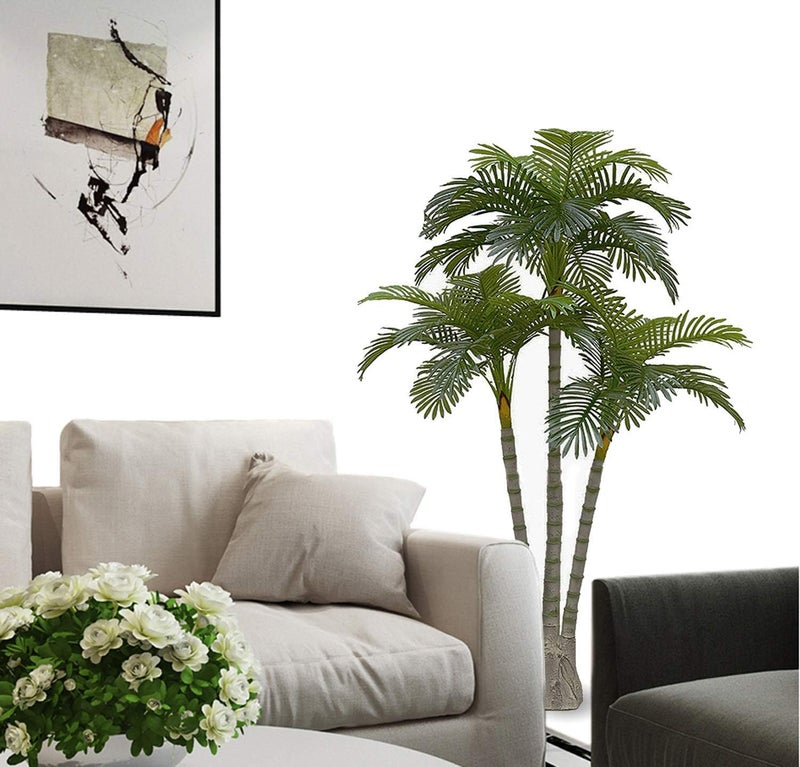 AMERIQUE AMERIQUE Pair Gorgeous 63 Feet Standable Triple Trunk Artificial Palm Tree Real Touch Technology with UV Protection Super Quality Green Pack of 2  - Image 3