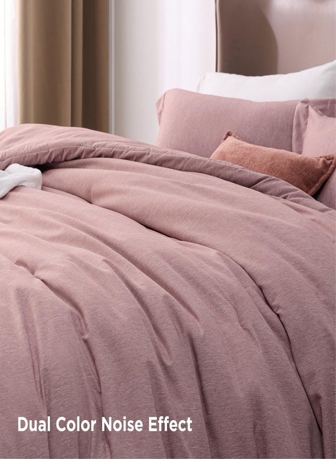 Bedsure Full Comforter Set - Dusty Rose Full Size Comforter, Soft Bedding for All Seasons, Cationic Dyed Bedding Set, 3 Pieces, 1 Comforter (82"x86") and 2 Pillow Shams (20"x26"+2") - Image 2