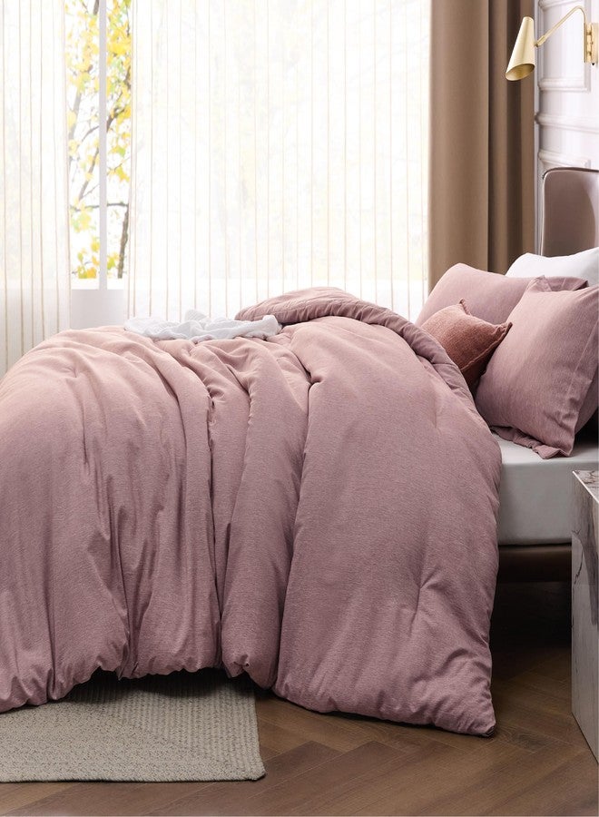 Bedsure Full Comforter Set - Dusty Rose Full Size Comforter, Soft Bedding for All Seasons, Cationic Dyed Bedding Set, 3 Pieces, 1 Comforter (82"x86") and 2 Pillow Shams (20"x26"+2") - Image 3