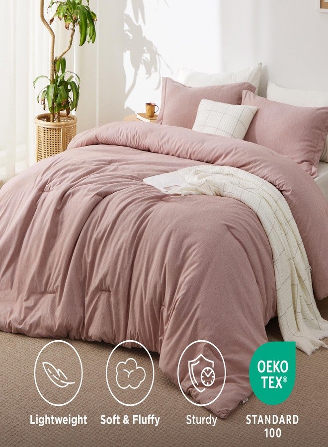 Bedsure Full Comforter Set - Dusty Rose Full Size Comforter, Soft Bedding for All Seasons, Cationic Dyed Bedding Set, 3 Pieces, 1 Comforter (82"x86") and 2 Pillow Shams (20"x26"+2") - Image 5