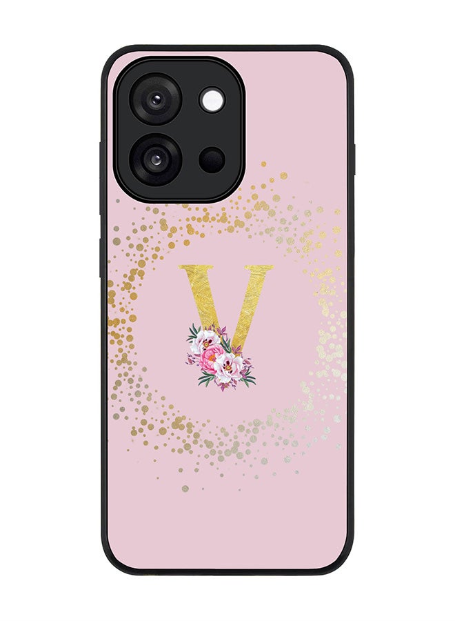 Stylizedd For OnePlus 13s / 13T Case,Slim fit Camera Protection, Shockproof Thin Phone cover  - Custom Monogram Floral - V  (Pink )