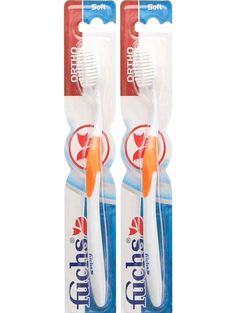 Fuchs Toothbrush Soft Ortho Concue Pour Appareils Orthodontiques  - Multiple Color (2PC)