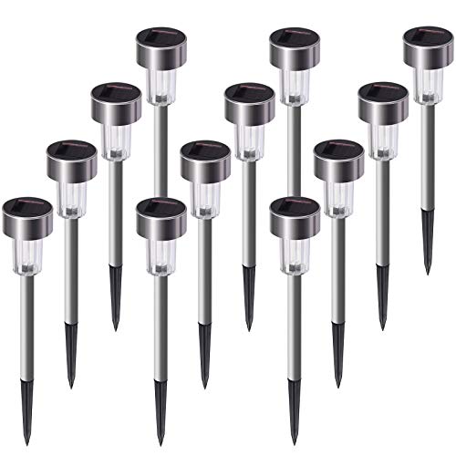 Sunnest Solar Lights Outdoor, 12Pack Stainless Steel Outdoor Solar Lights - Waterproof, LED Landscape Lighting Solar Powered Outdoor Lights Solar Garden Lights for Pathway Walkway Patio Yard & Lawn-Cool White - Image 1