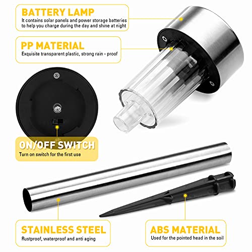 Sunnest Solar Lights Outdoor, 12Pack Stainless Steel Outdoor Solar Lights - Waterproof, LED Landscape Lighting Solar Powered Outdoor Lights Solar Garden Lights for Pathway Walkway Patio Yard & Lawn-Cool White - Image 2