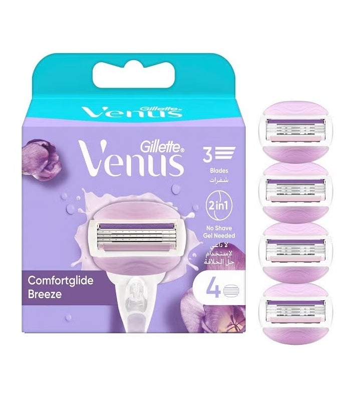 Gillette Venus ComfortGlide Breeze Razor Blades Refills with Moisture Bars - 4 Count - Image 1