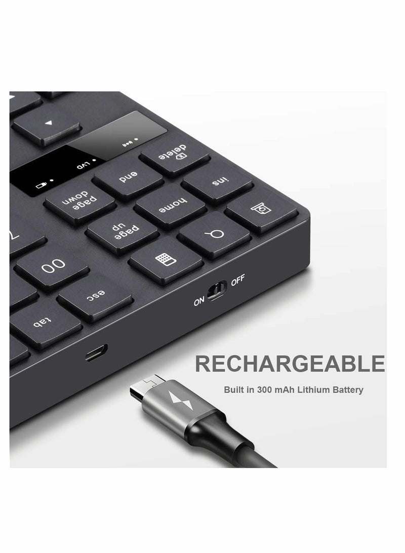 Excefore Numeric Keypad, Ultra-Silent External Numeric Pad,USB Rechargeable Number Pad Keyboard with 35 Keys for Ma cbook,Android, Windows(Black) - Image 3
