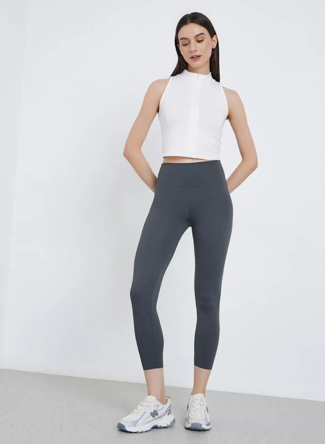 Take Two Take Two Grey Plain Crop Leggings