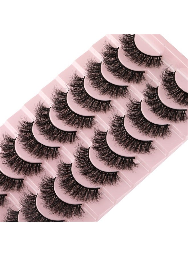 wiwoseo False Eyelashes Natural Wispy Faux Mink Lashes Fluffy Curly Crossing 16MM 3D Effect Eyelashes 10 Pairs Pack - Image 2