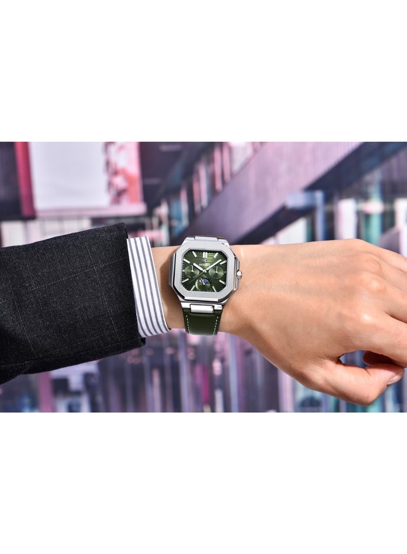 BENYAR Watches for Men Luxury Quartz Water Resistant Watch Men's Chronograph Genuine Leather Strap 5221 - Image 3