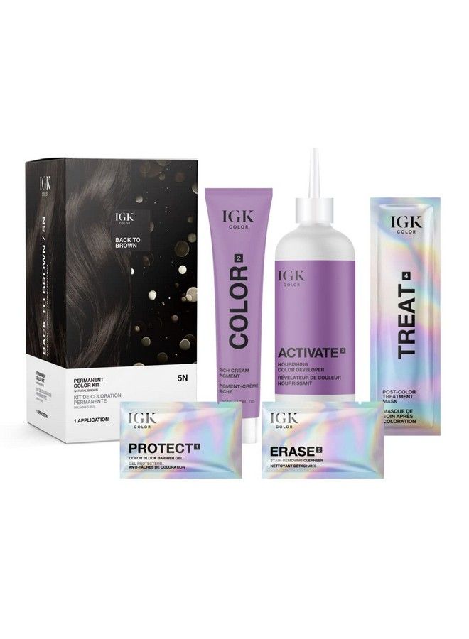 iGK مجموعة لون دائم العودة إلى البني البني الطبيعي 5N | تطبيق سهل + تقوية + لمعان | نباتي + خالي من القسوة + خالي من الأمونيا | 4.75 أونصة - Image 3