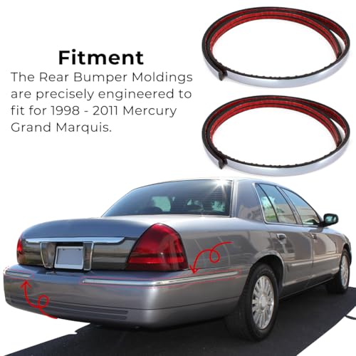MOTOQUEEN 2 Pcs Rear Bumper Moldings for 1998-2011 Mercury Grand Marquis - Replacement for F8MZ17C830AA/FO1158149 - Image 2