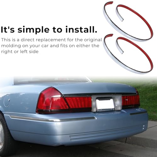 MOTOQUEEN 2 Pcs Rear Bumper Moldings for 1998-2011 Mercury Grand Marquis - Replacement for F8MZ17C830AA/FO1158149 - Image 4