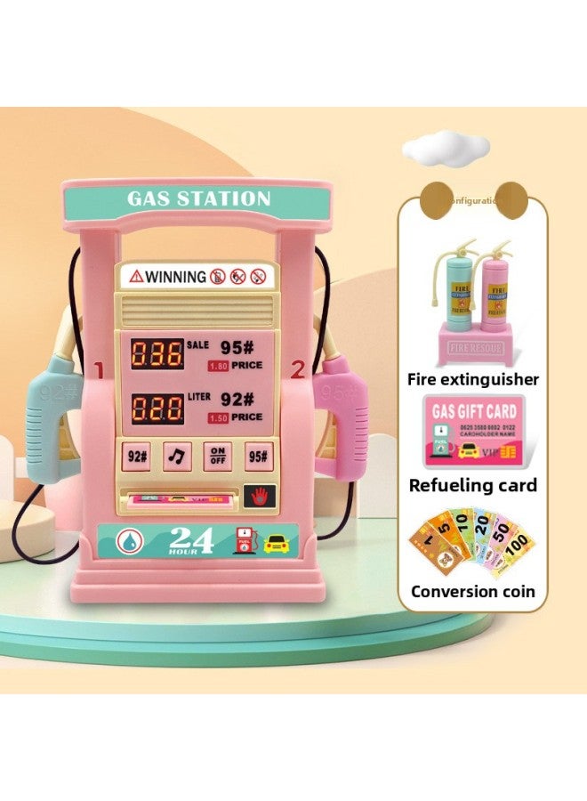 Children's Car Multi-function Simulation Gas Station Toy Electric Voice Prompt Intelligent Counting Alloy Car Toy-Color:Pink Gas Station 【1192B-12 Chinese】】 - Image 1