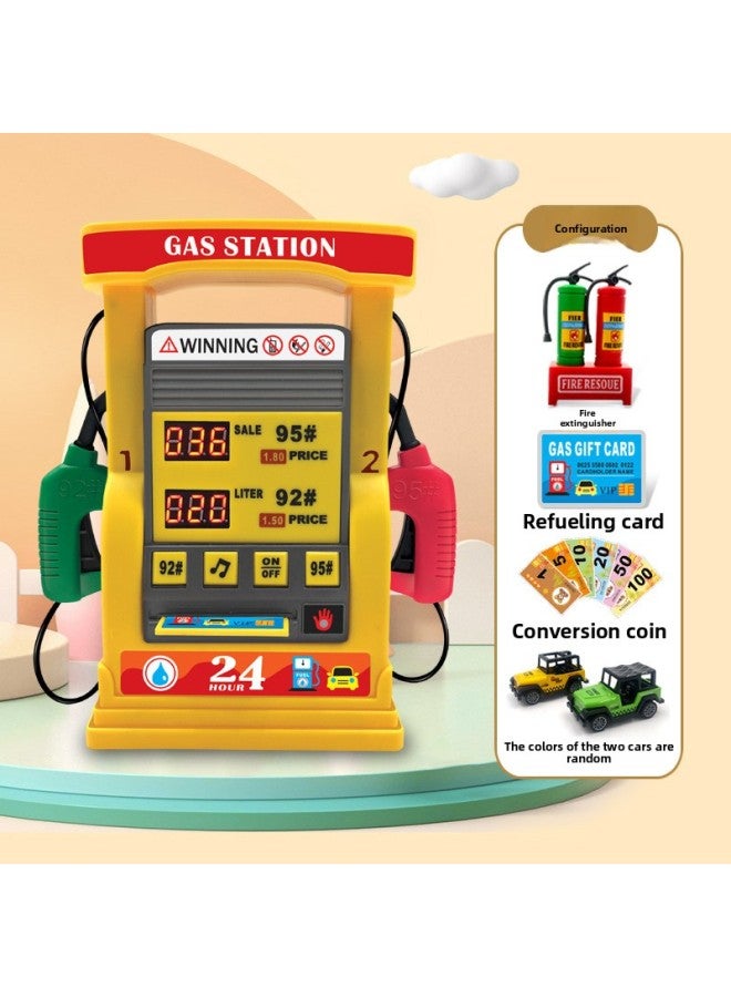 Children's Car Multi-function Simulation Gas Station Toy Electric Voice Prompt Intelligent Counting Alloy Car Toy-Color:Pink Gas Station 【1192B-12 Chinese】】 - Image 3