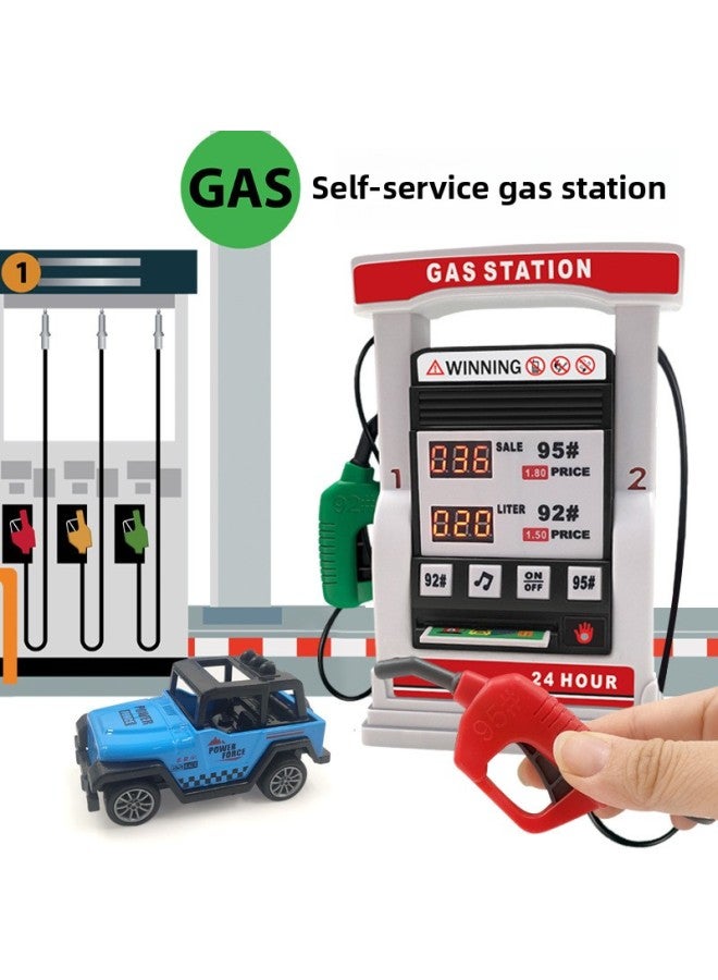 Children's Car Multi-function Simulation Gas Station Toy Electric Voice Prompt Intelligent Counting Alloy Car Toy-Color:Pink Gas Station 【1192B-12 Chinese】】 - Image 2