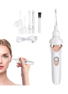 Generic Ear Wax Removal Kit Electric Earwax Cleaner with Lights Ear Wax Vacuum Removal Tool USB Charging Vibration Painless Ear Wax Pick Portable Ear Cleaner Electric Ear Suction for Kids Adults White  - Image 1