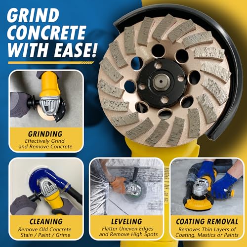 EDiamondTools 7" Diamond Grinding Wheels for Concrete or Masonry, 12 Turbo Segments, #30/40 Grit, Medium Bond, 7/8"-5/8" Arbor - Image 2