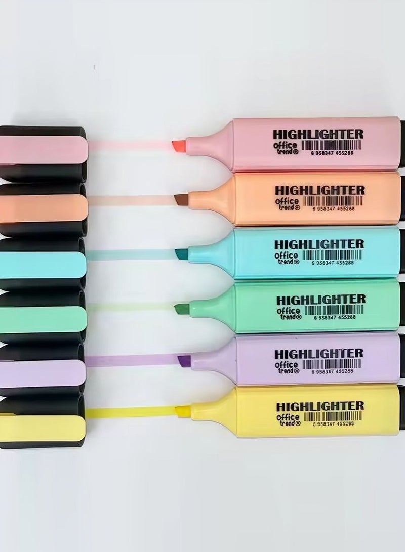 Share the Love 6 Pastel Color Highlighter Marker Set – Smooth Writing, Quick-Dry, Assorted Vibrant Colors for School, Office & Journaling - Image 1