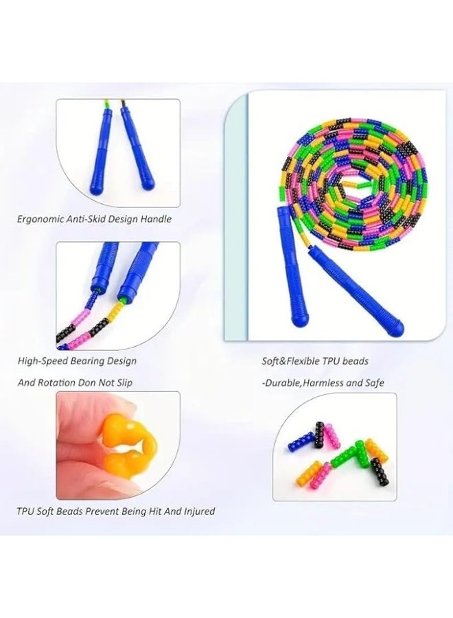 Adjustable Beaded Jump Rope 2.9m – Tangle-Free with 19.5cm Handles – Perfect for Adults & Kids, Cardio, Fitness, Endurance & Training Workouts - Image 2