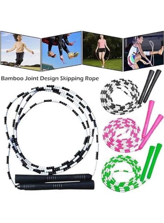 Adjustable Beaded Jump Rope 2.9m – Tangle-Free with 19.5cm Handles – Perfect for Adults & Kids, Cardio, Fitness, Endurance & Training Workouts - Image 3