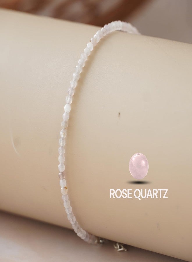 Japam Rose Quartz Love Anklet for Women | Natural Crystal Stone of Love, Healing & Harmony | Spiritual Jewellery for Positive Energy | Rose Quartz Healing Crystal Anklet - Image 4