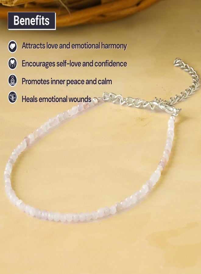 Japam Rose Quartz Love Anklet for Women | Natural Crystal Stone of Love, Healing & Harmony | Spiritual Jewellery for Positive Energy | Rose Quartz Healing Crystal Anklet - Image 2