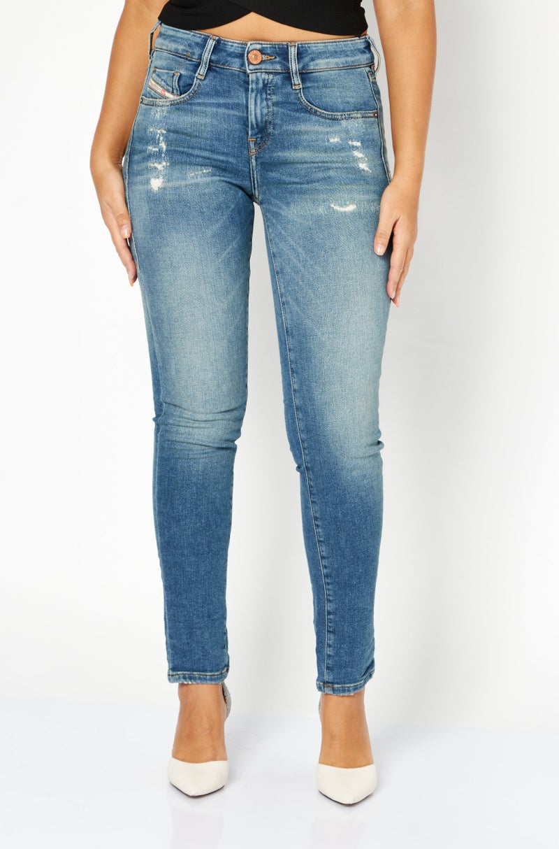 DIESEL جينز ضيق للنساء قابل للتمدد، أزرق - Image 1