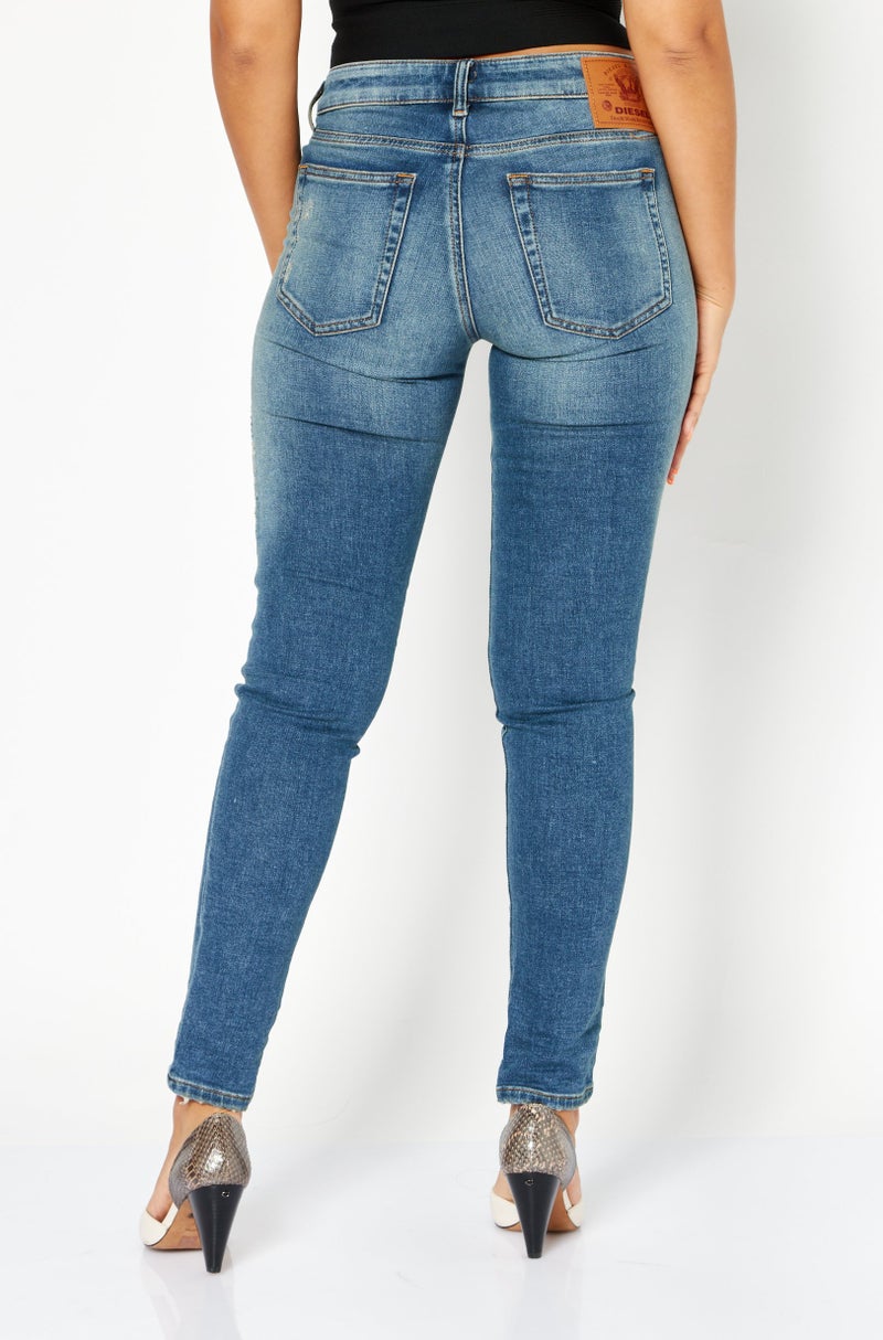 DIESEL جينز ضيق للنساء قابل للتمدد، أزرق - Image 4