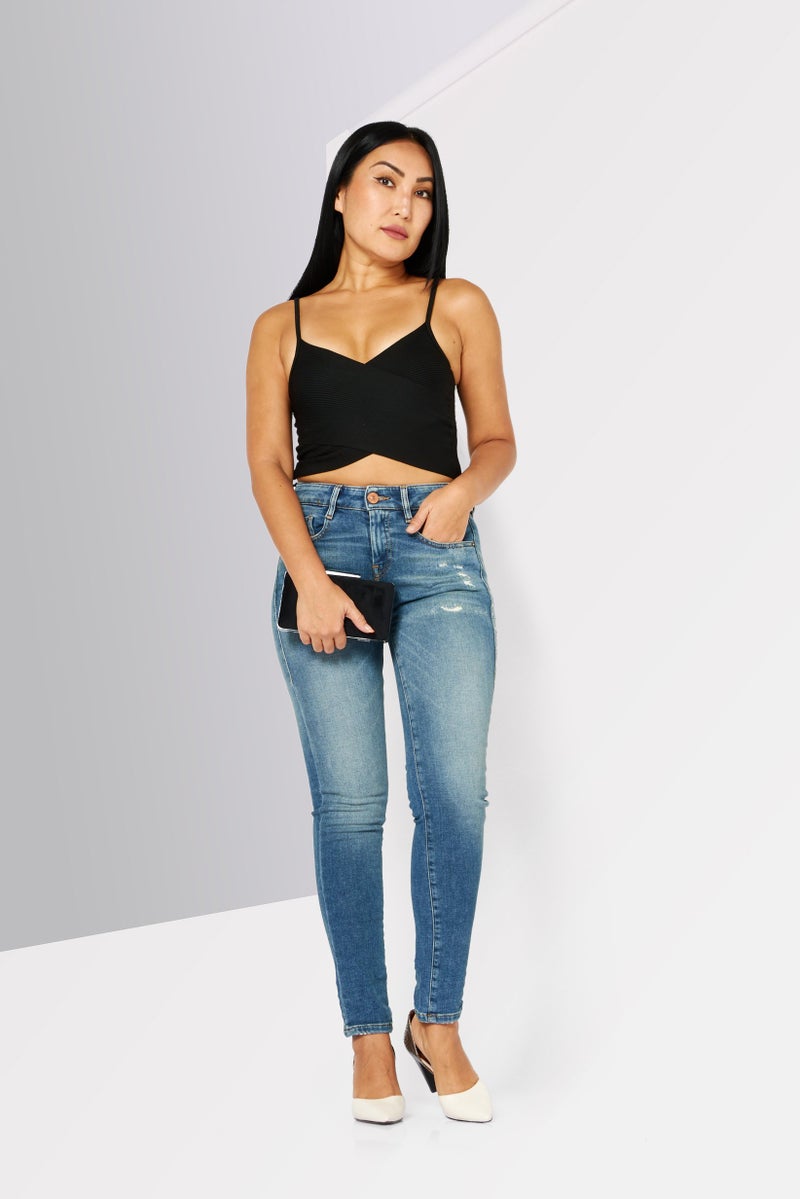 DIESEL جينز ضيق للنساء قابل للتمدد، أزرق - Image 3