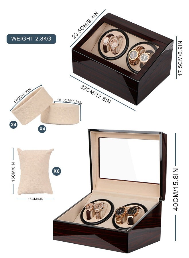 HomarKet Technology Automatic Watch Winder,4+6 Automatic Watch Winder Storage Display Box,Quiet Mabuchi Motor,Luxury Watch Winder Case for Lady and Man Watches- AC Adapter (PU)  - Image 5