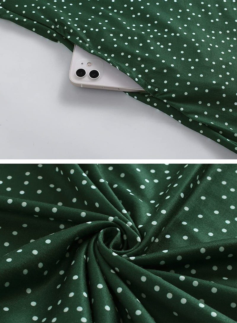 HELYO Women's Elegant Vintage 50s Office Casual Floral Print Work Party A-Line Swing Dress with Pockets 162 (M, Green Dot) - Image 5