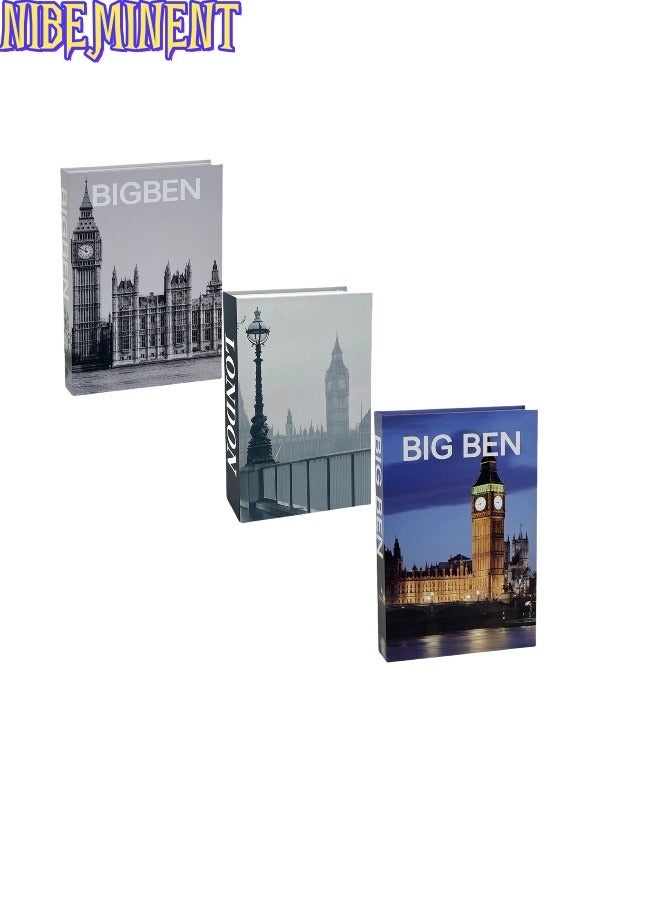 NIBEMINENT 3 Pieces Decorative Books, Faux Books with Hidden Storage, Decorative Books for Bookshelf Coffee Table, Decorative Book Boxes, Hollow Fake Books for Living Room - Image 1