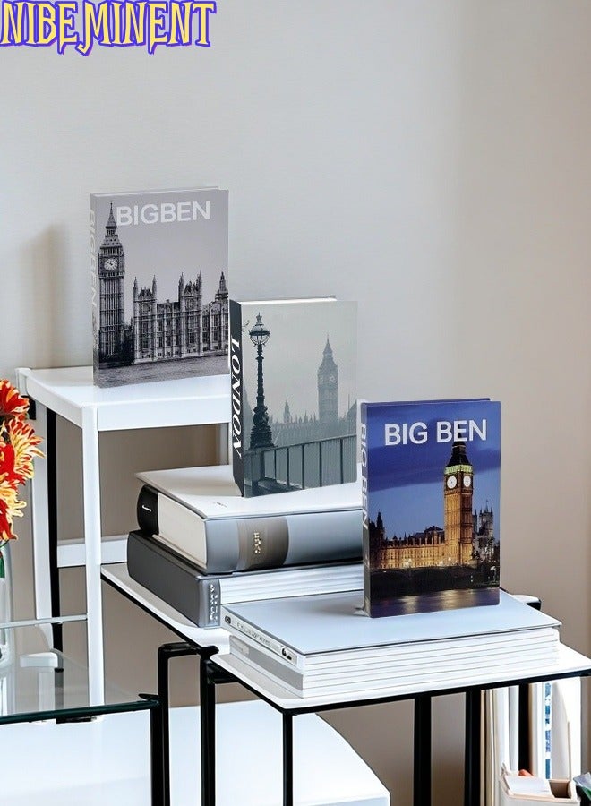 NIBEMINENT 3 Pieces Decorative Books, Faux Books with Hidden Storage, Decorative Books for Bookshelf Coffee Table, Decorative Book Boxes, Hollow Fake Books for Living Room - Image 2