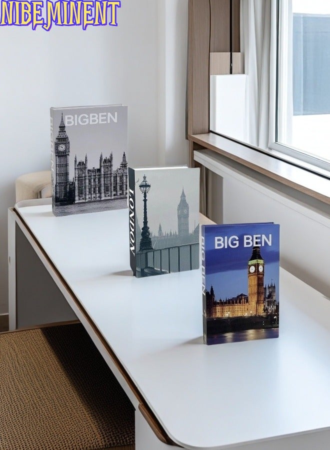 NIBEMINENT 3 Pieces Decorative Books, Faux Books with Hidden Storage, Decorative Books for Bookshelf Coffee Table, Decorative Book Boxes, Hollow Fake Books for Living Room - Image 3