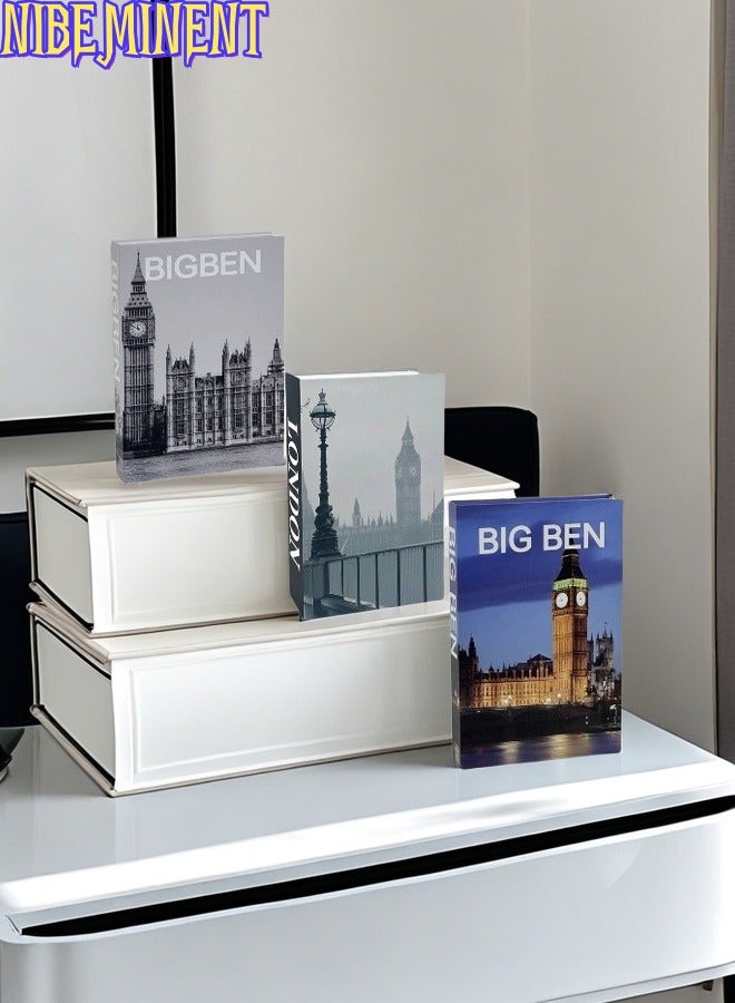 NIBEMINENT 3 Pieces Decorative Books, Faux Books with Hidden Storage, Decorative Books for Bookshelf Coffee Table, Decorative Book Boxes, Hollow Fake Books for Living Room - Image 4