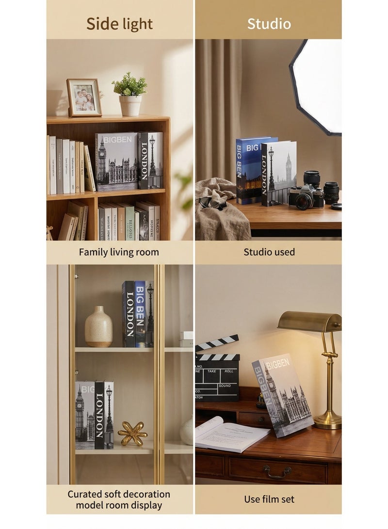 نيبمينينت 9 قطع من الكتب الزخرفية، كتب مزيفة مع تخزين مخفي، كتب زخرفية لرفوف الكتب وطاولة القهوة، صناديق كتب زخرفية، كتب مزيفة مجوفة لغرفة المعيشة. - Image 5